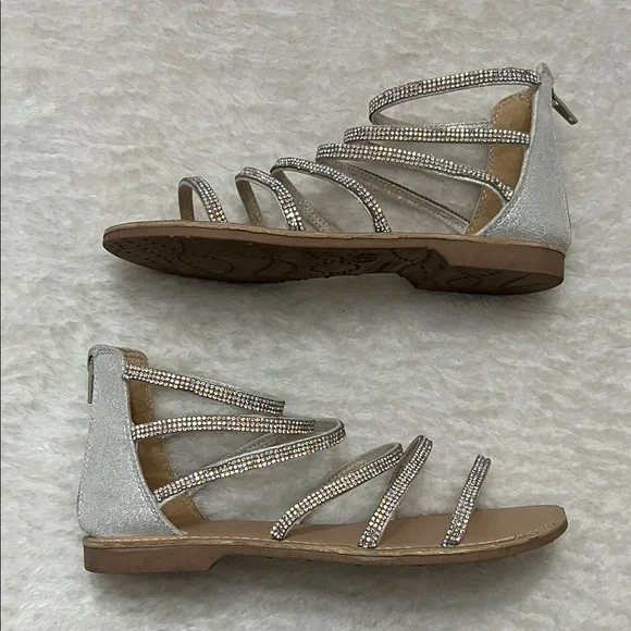 Silver Rhinestone Gladiator Evening Sandals - Picture 3 of 8